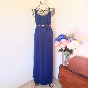 Brittney Blue | Adjustable Straps, Built-in Bra | Empire Beaded Maxi Dress Small